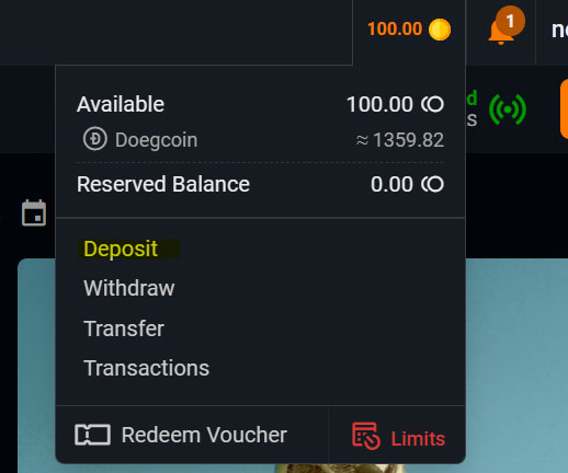 How to access deposit page